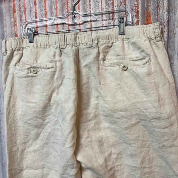 Tommy Bahama Relax LINEN Beach Pants Mens Size 1XB Elastic Waist Khaki Tan* - Picture 4 of 8